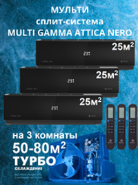 Мульти-сплит-система Royal Clima MULTI GAMMA ATTICA NERO на 3 комнаты (25+25+25)