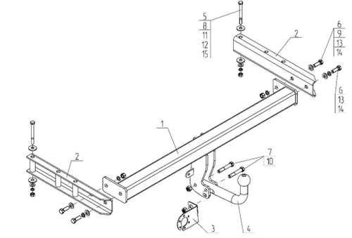 Фаркоп AvtoS для AUDI Q5 (2008-2016) с унив эл-кой Smart(блок) и сертификатом, арт.(AU 04+smart)
