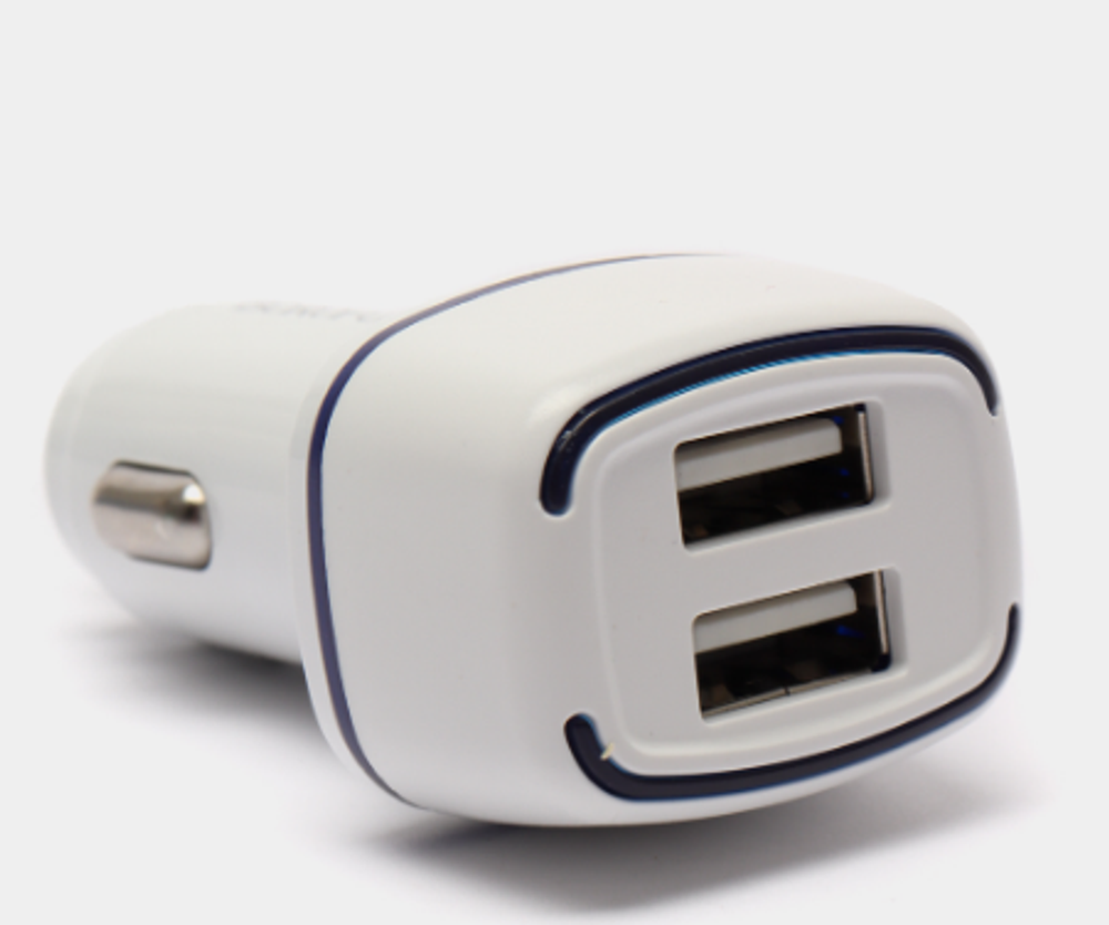 ШТЕКЕР-зарядка 2 USB  короткий 12v-24v 2.4А Borofone BZ14 белый 433