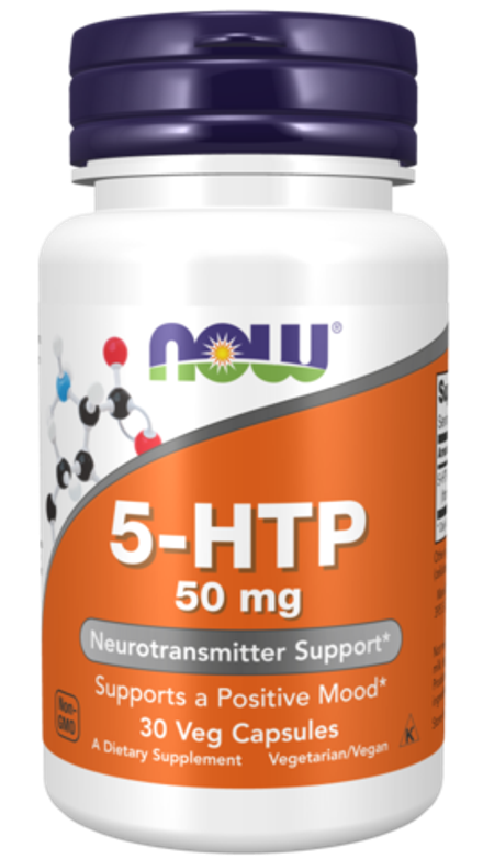 NOW Foods, 5-гидрокситриптофан, 5-HTP 50 mg, 30 вегетарианских капсул