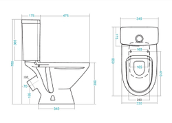 Унитаз-компакт Santek Лига  с сиденьем стандарт схема