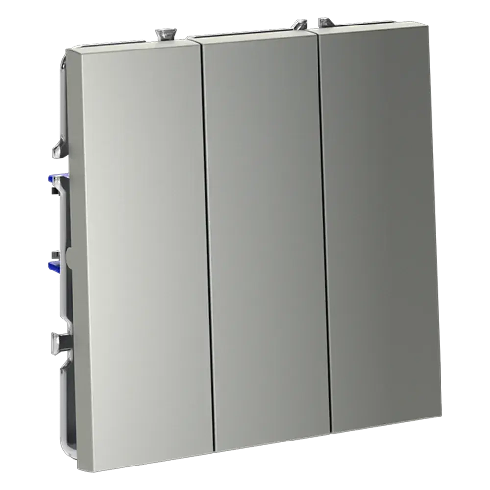 Выключатель встраиваемый VOLTUM S70 трехклавишный 10А, (сталь)