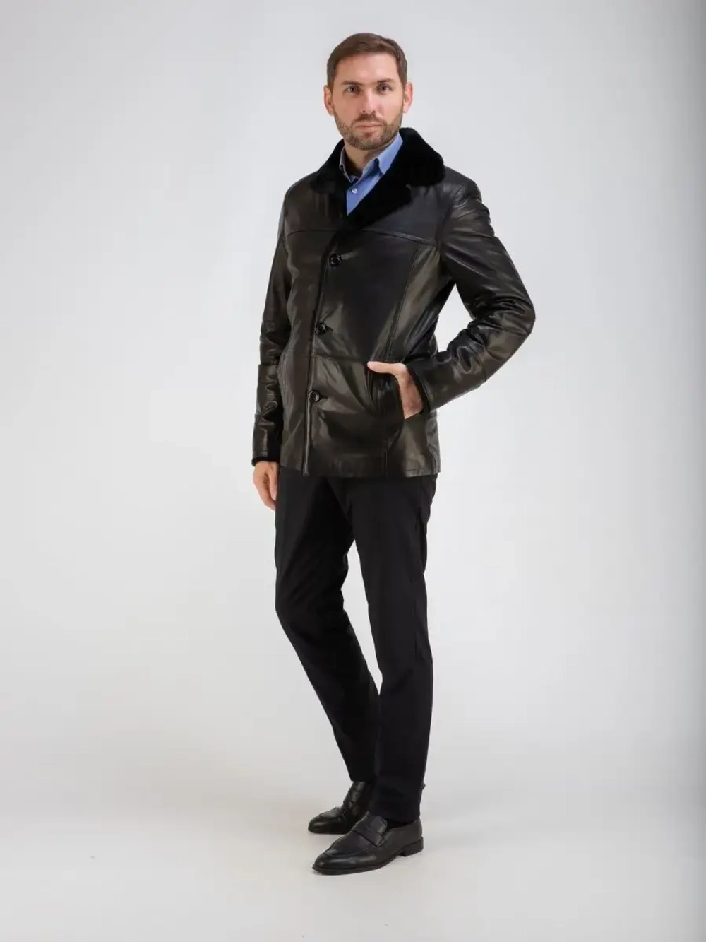 Дубленка мужская натуральная на меху куртка зимняя Турция