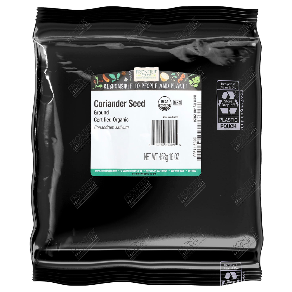 Frontier Co-op, Органическое молотое семя кориандра, 16 унций (453 г)