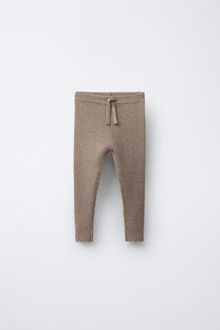 ZARA ЛЕГИНСЫ В РУБЧИК, ПЕСОЧНЫЙ