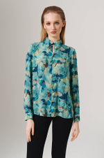 23146 Блузка женская (сине-зеленый принт)