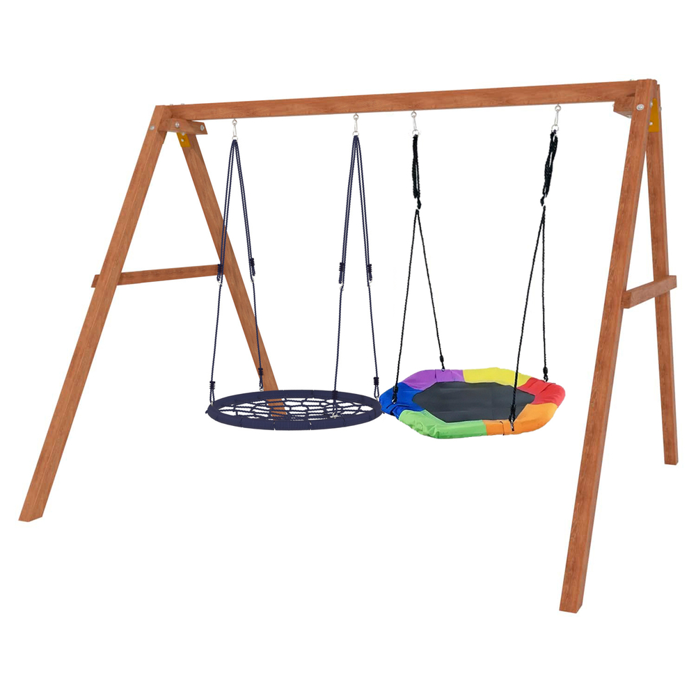 Деревянные качели с гнездом Гексагон и гнездом 100 см