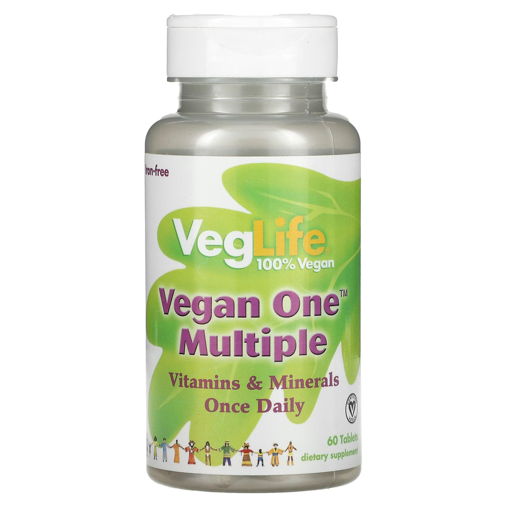 VegLife, Vegan One Multi, мультивитаминный комплекс, без железа, 60 таблеток
