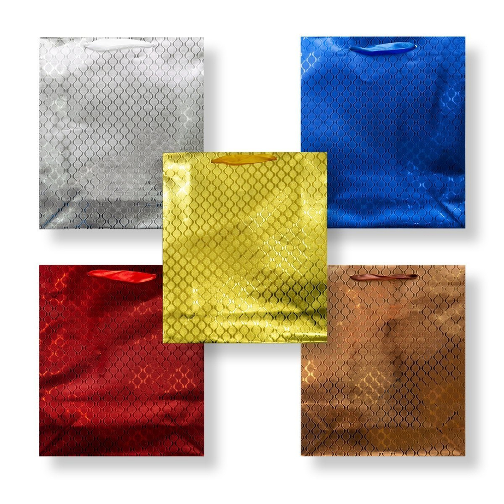 Пакет подарочный бумажный 34*26*8,5 см, "Серый", ламинация