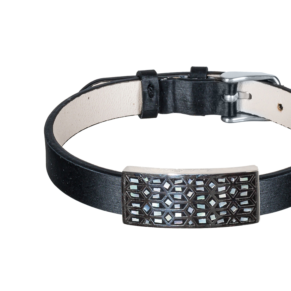 Браслет Fiore Luna на кожаном черном ремешке CB03209-2A S