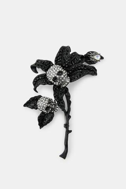 ZARA БРОШЬ «ЧЕРЕП», ЧЕРНЫЙ