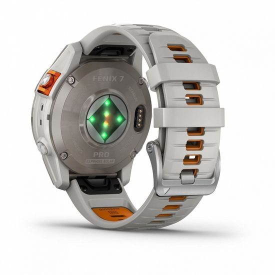 Умные часы Garmin Fenix 7 Pro Sapphire Solar титановый серый с серо-оранжевым ремешком