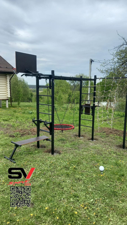 Монтаж уличной шведской стенки Sv Sport Рукоход (5 вертикальных столбов)