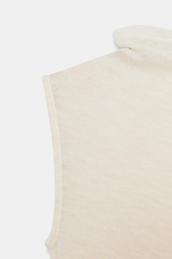 ZARA ФУТБОЛКА ИЗ ШЕРСТИ БЕЗ РУКАВОВ, СВЕТЛО-БЕЖЕВЫЙ