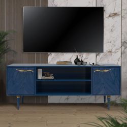 Тумба под ТВ Арт Колор leaves 155см Классик Голд Королевский синий