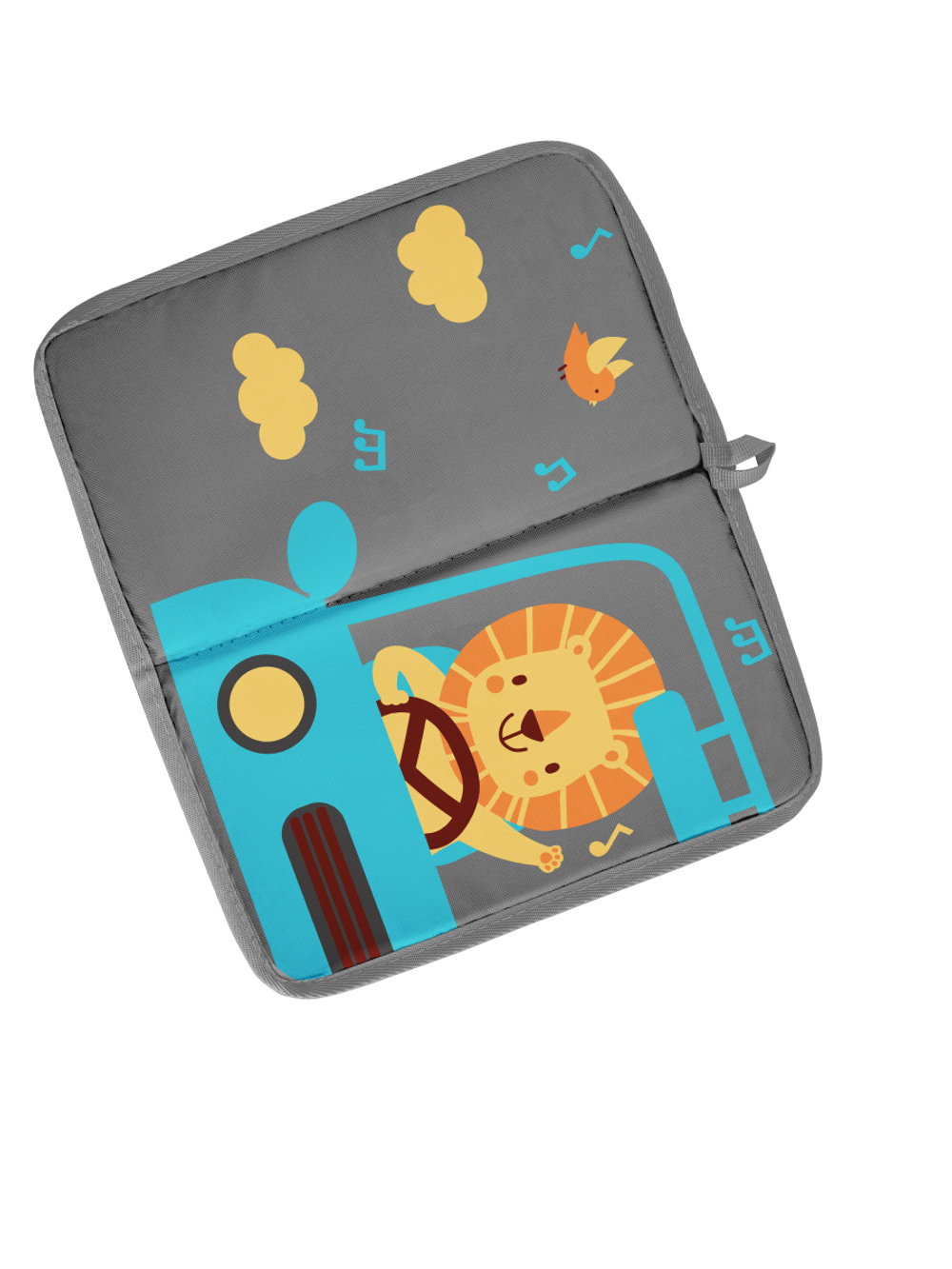 Коврик в садик для переобувания 30х36 см, Львенок в машинке (серый)