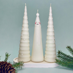 Набор свечей Снеговик и 2 Больших елки с подставкой Limbon Candle