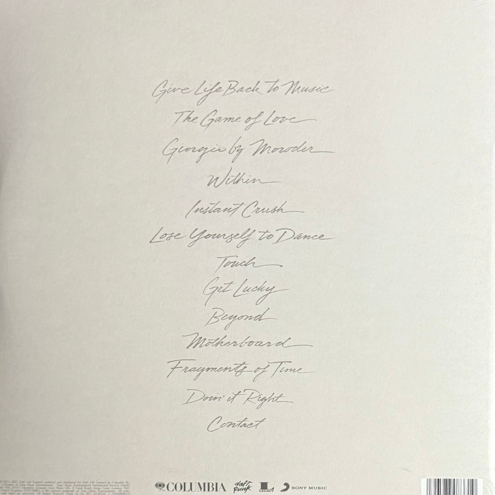 Daft Punk ‎– Random Access Memories (Drumless Edition) 2LP (Европа 2020г.)