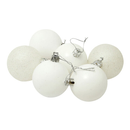 Набор шаров 6шт 6см белый (глянец: 2шт, матовые: 2шт, глиттер: 2шт), SYQA-0123123-W