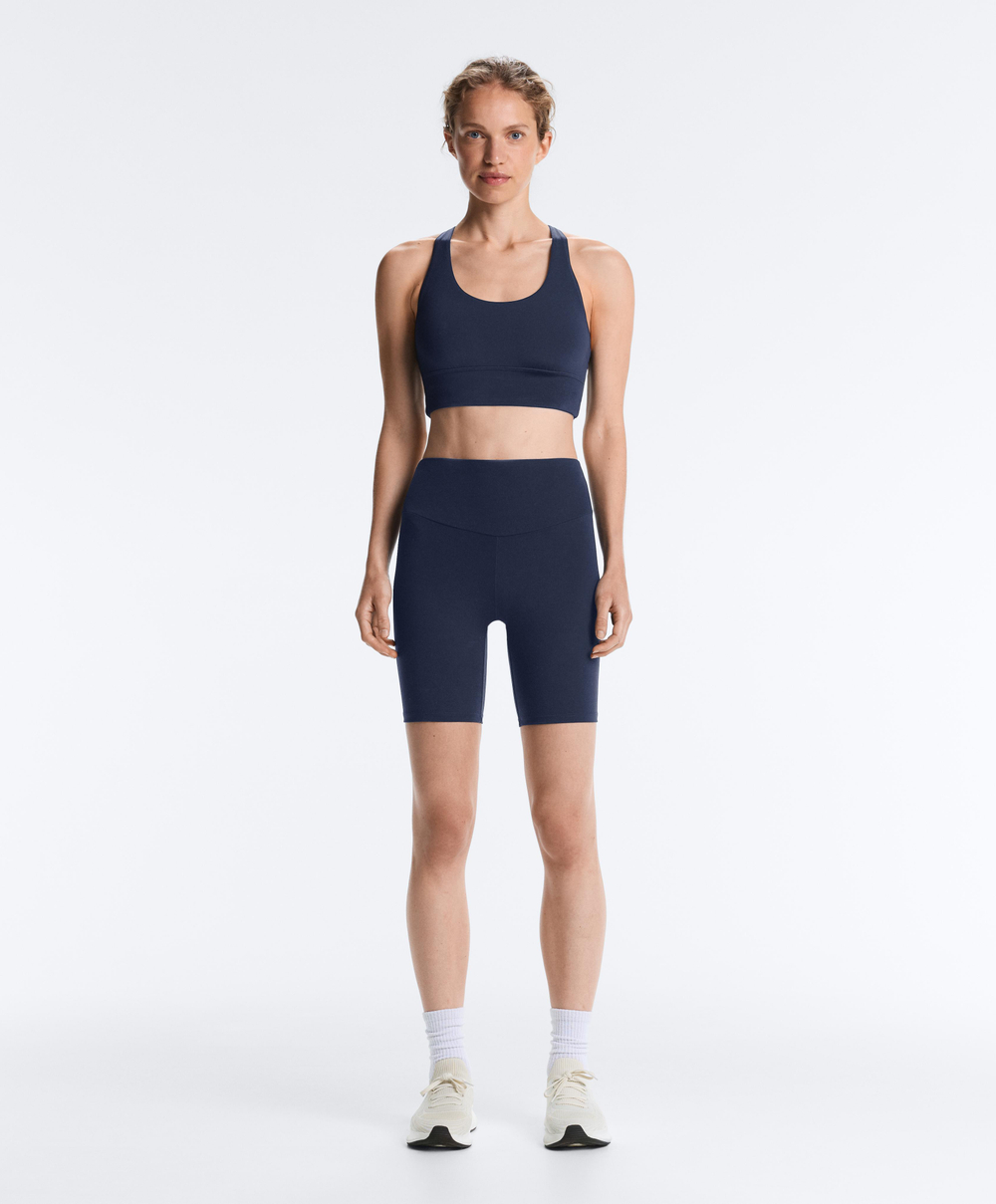 OYSHO Легинсы-велосипедки Comfortlux с высокой посадкой длиной 20 см, синий