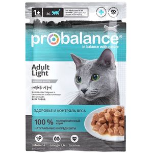 Пауч ProBalance Adult Light для малоактивных и склонных к избыточному весу кошек