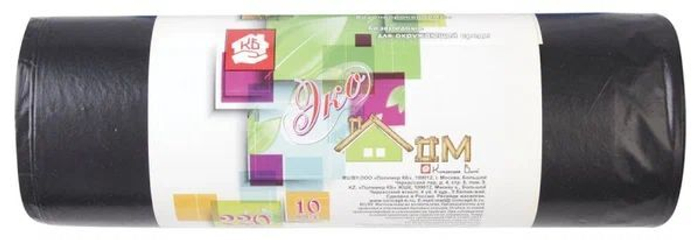 Мешки для мусора "Концепция быта Экодом", 30мкм, 180л, 10шт. в рулоне черные