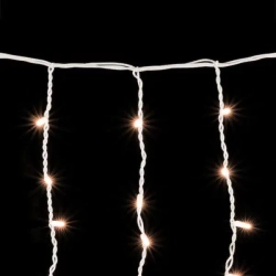 Светодиодная бахрома с колпачком 3,2*0,9 м., 168 экстра теплых белых LED ламп, мерцание, каучуковый белый провод, LTC (LL168BLW-8-2EWW)