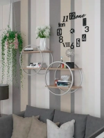 Набор полок круглых настенных серебро-дуб  - СД