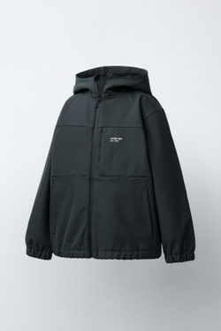 ZARA ТЕХНИЧЕСКАЯ КУРТКА С КАПЮШОНОМ, СЕРЫЙ