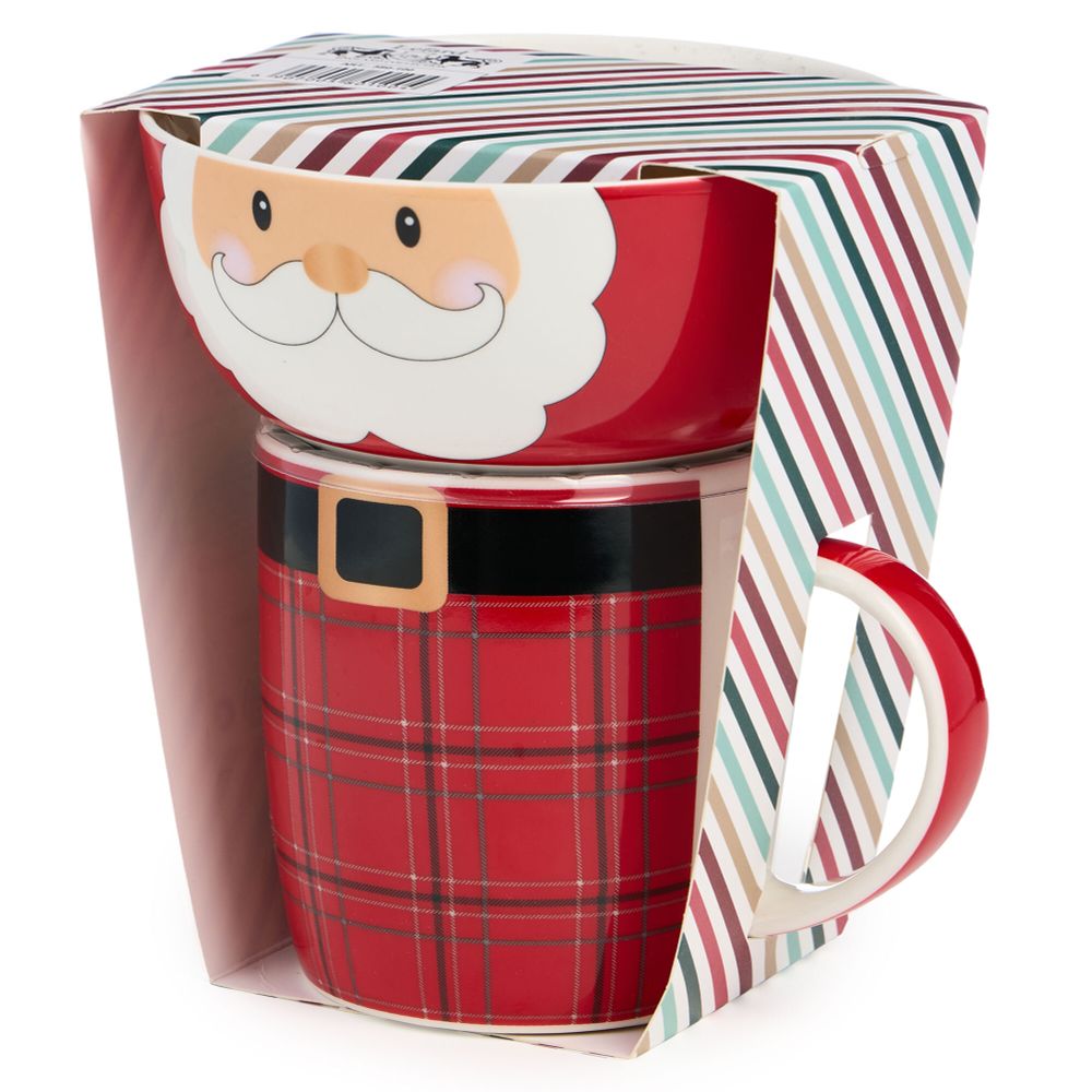 НАБОР ПОСУДЫ LEFARD "САНТА" 2 ПР. (КРУЖКА 355 МЛ, САЛАТНИК 12,5 СМ)