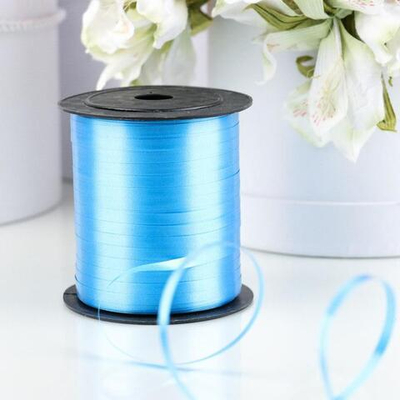 Лента упаковочная для декора, подарков и шаров, голубая, 0.5 см × 225 м