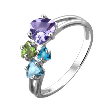 Кольцо с аметистом из белого золота 585 пробы JA-R-25674-16