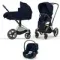 Детская коляска Cybex Priam IV 3 в 1 Rebellious Luxury Denim Blue шасси Rosegold