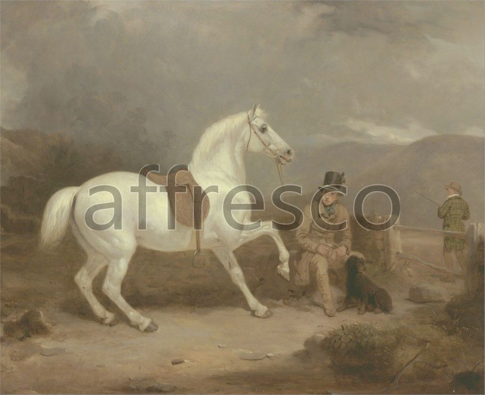 Фреска Thomas Woodward, Grey Shooting Pony Probably the Property of Johnston King with a Groom