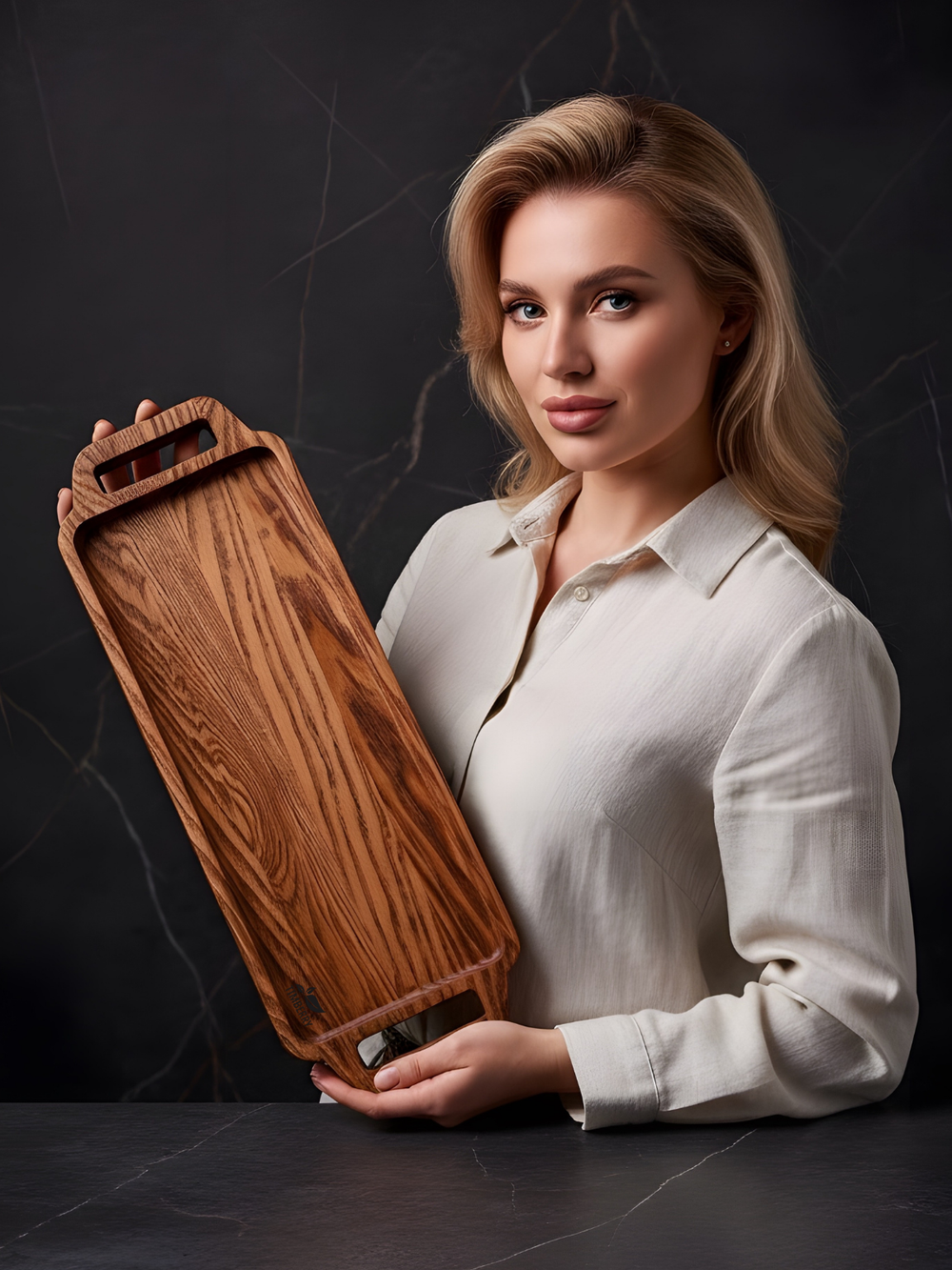 Поднос деревянный 45х16 см с ручками