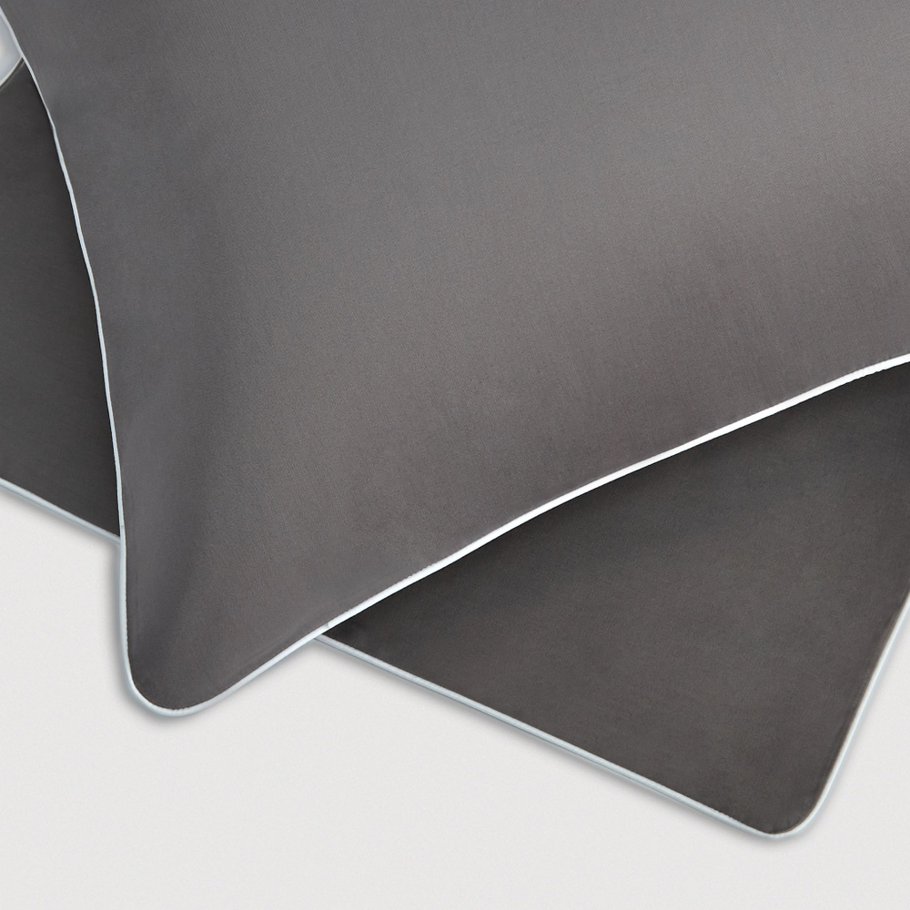 Постельное белье 2 спальное евро макси Сlaire&Caroll Lune темно-серое с белым кантом