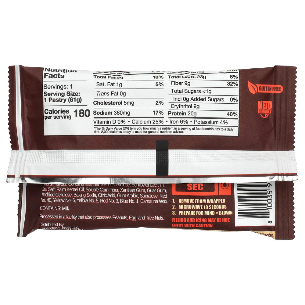 Legendary Foods, Protein Pastry, шоколадный торт, 61 г (2,2 унции)