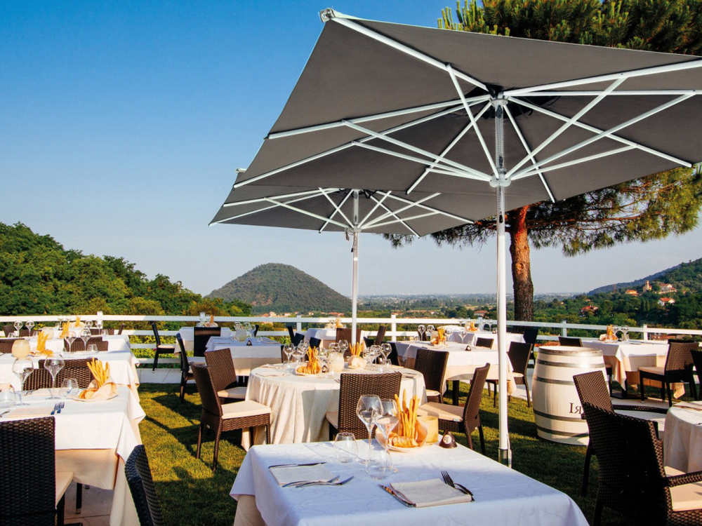 Зонт профессиональный 3х3 м Scolaro Rimini Standard, белый, серо-коричневый