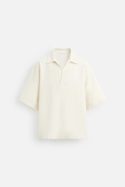 ZARA ПОЛО RELAXED FIT ИЗ РЕЛЬЕФНОЙ ТКАНИ, ЭКРЮ