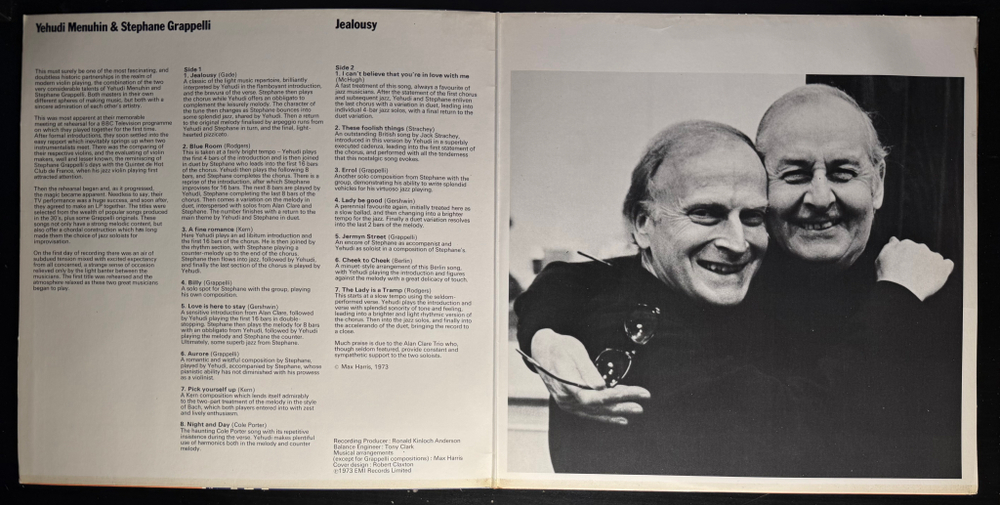 Yehudi Menuhin & Stephane Grappelli ‎– Jealousy (Англия 1973г.)