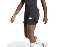 Шорты для девочки теннисные Adidas All Sports Pacer NXT 2in1 - чёрные/белые