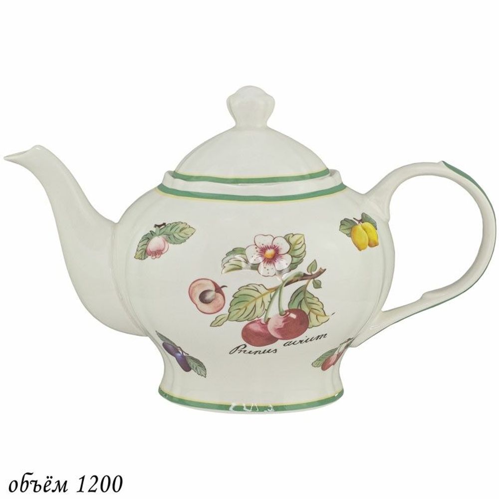 Lenardi 109-090 Чайник 1100мл ФРУКТОВЫЙ САД в под.уп.(х12)Фарфор