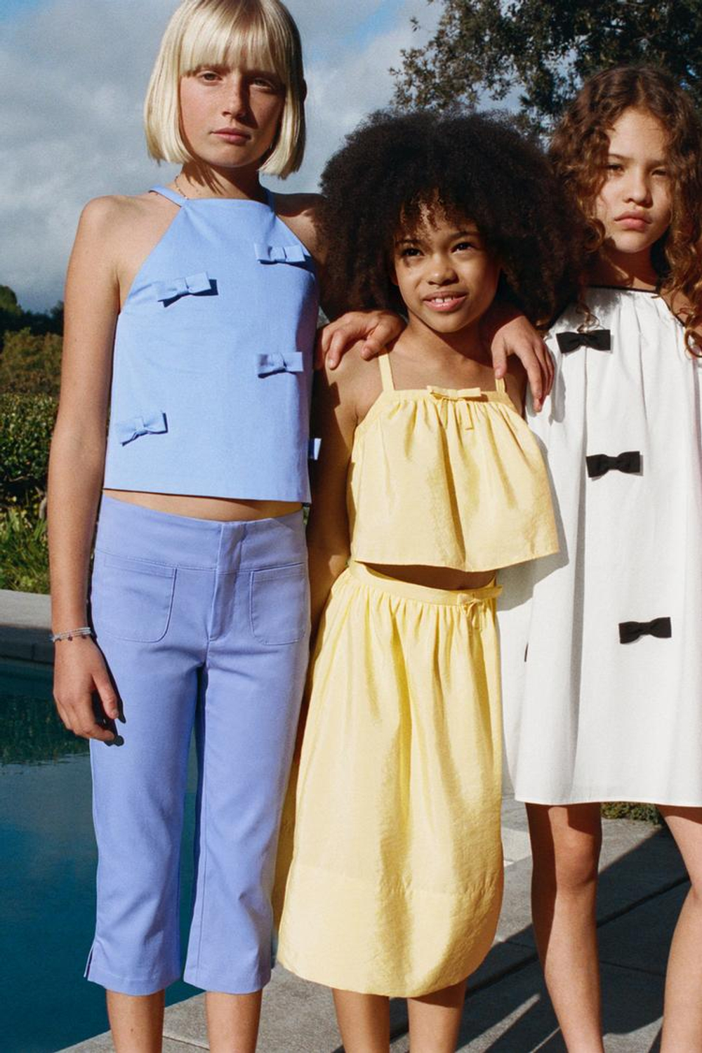 ZARA ТОП С БАНТАМИ, СИНИЙ