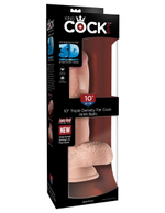 Телесный фаллоимитатор на присоске 10 Triple Density Fat Cock with Balls - 27,9 см. (Цвет: телесный)