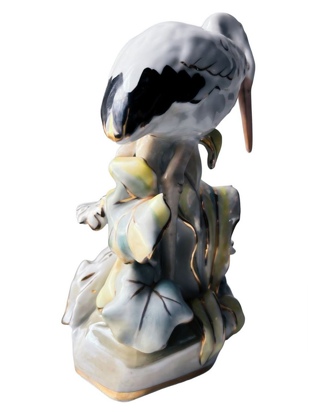 Фарфоровая статуэтка "Цапля и лягушка" (Аист) Дулево