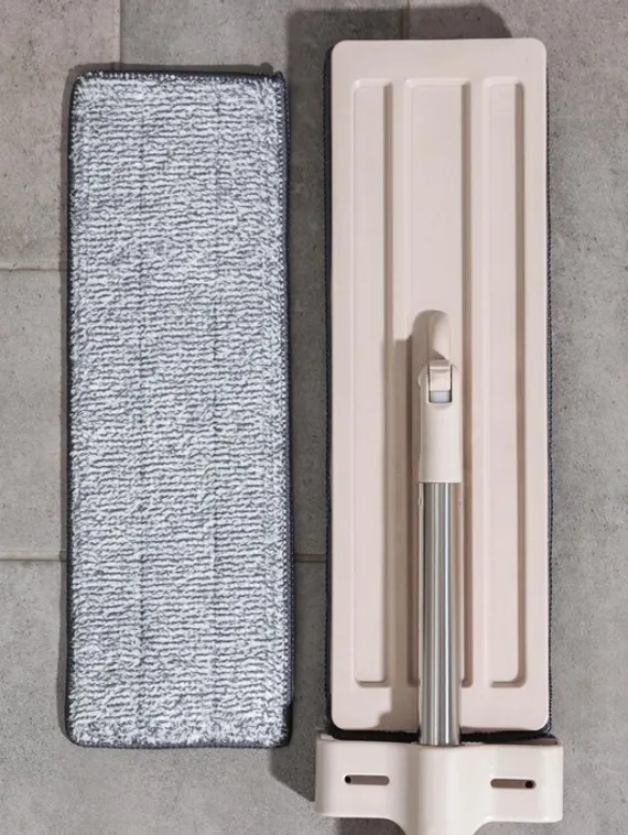 Швабра для мытья пола плоская с вертикальным отжимом Доляна, 2 насадки из микрофибры 35×14 см, стальная ручка 125 см