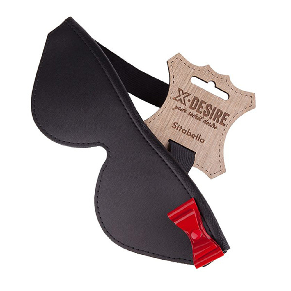 Черная кожаная маска на глаза с декоративным красным бантом Sitabella BDSM 3187-1