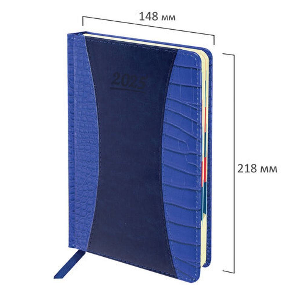 Ежедневник датированный 2025 А5 148х218 мм GALANT "Combi Contract", под кожу, темно-синий, 115711