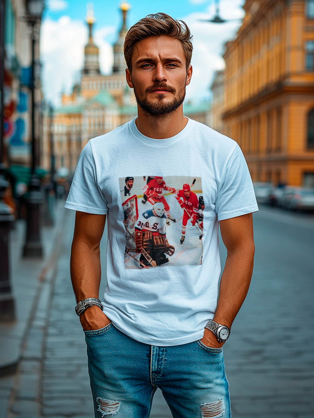 Футболка СССР-США белая