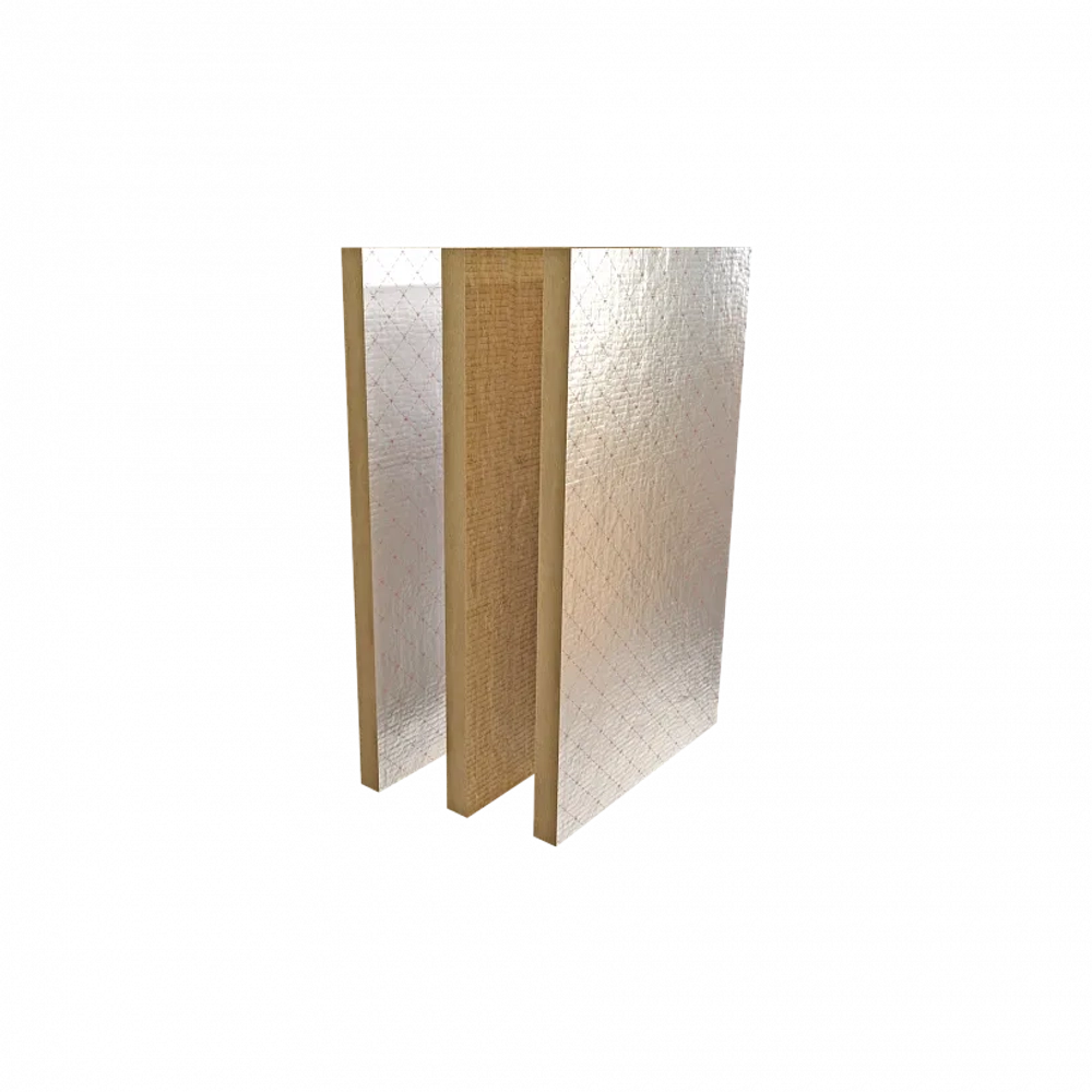 Плита из минеральной ваты на основе горных пород базальтовой группы кашированная армированной алюминиевой фольгой ТЕХ БАТТС 75, РОКВУЛ